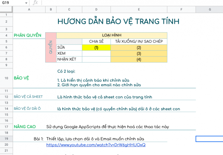 Hướng dẫn bảo vệ ô, dải ô, trang tính trong Google sheets
