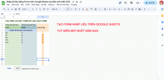 Nhập dữ liệu bằng Forms trên Google Sheets tuỳ biến mới nhất 2023