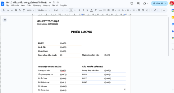 Tạo và gửi phiếu lương hàng loạt bằng Google Sheets 2024