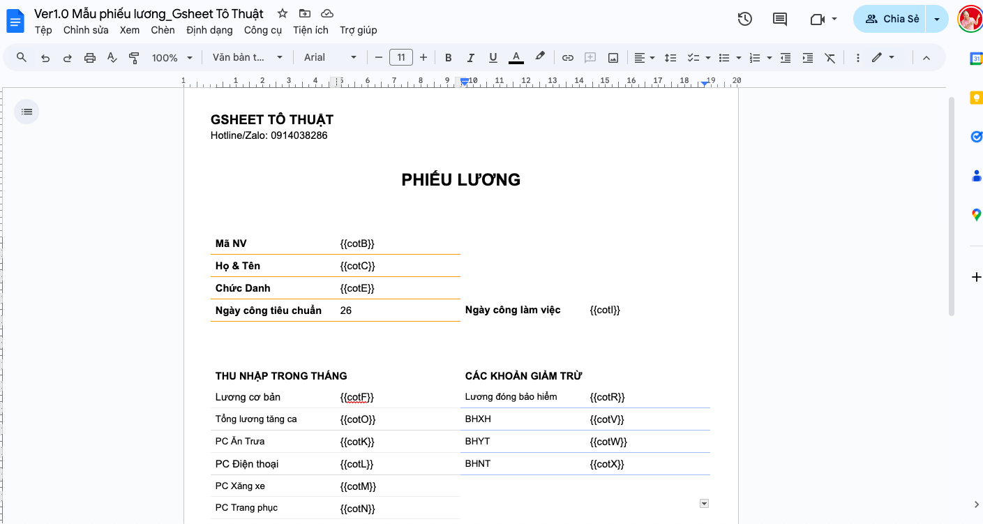 Tạo và gửi phiếu lương hàng loạt bằng Google Sheets 2024