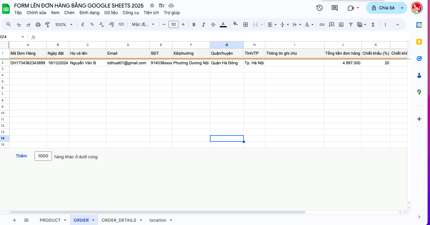 tạo form đơn hàng bàng google sheets tạo form đơn hàng bàng google sheets