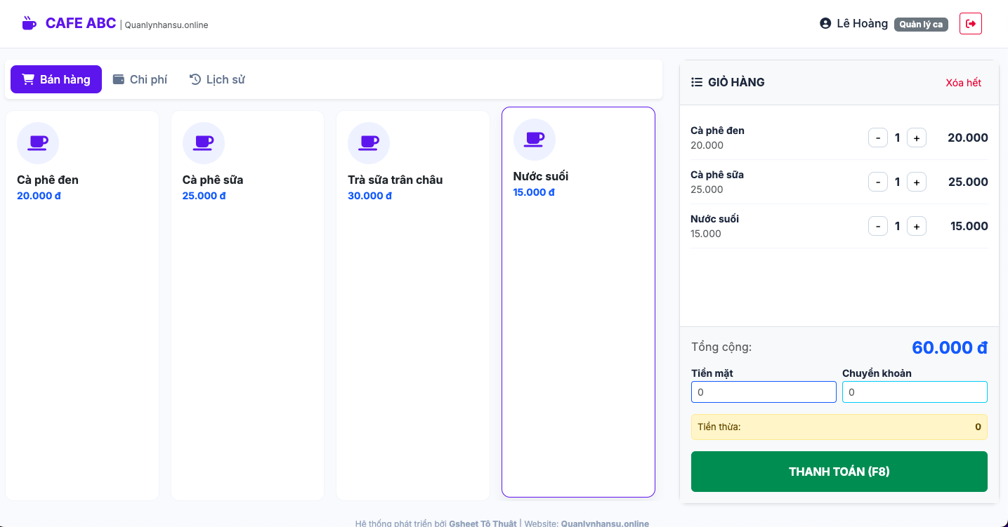 Quản lý bán hàng, doanh thu và chi phí quán coffee bằng Google Sheets - Apps Script