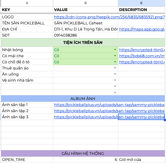Quản lý đặt lịch sân Pickleball bằng Google Sheets Quản lý đặt lịch sân Pickleball bằng Google Sheets