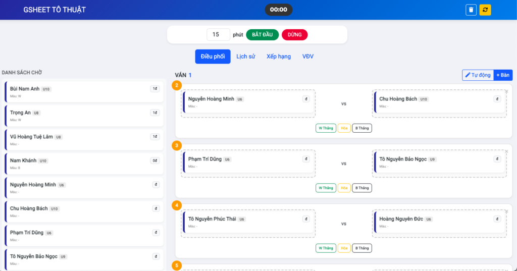 Quản lý Giải đấu Cờ vua Chuyên nghiệp trên nền tảng Google Sheets