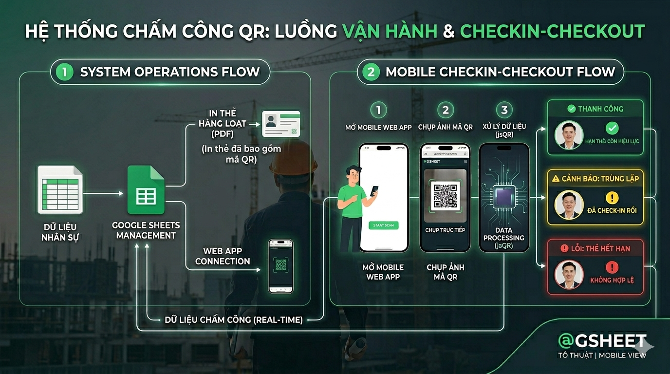 Hệ Thống Quét Mã QR Chấm Công Không Cần Cài App - Tự Động Đối Soát Hạn Thẻ Nhân Viên