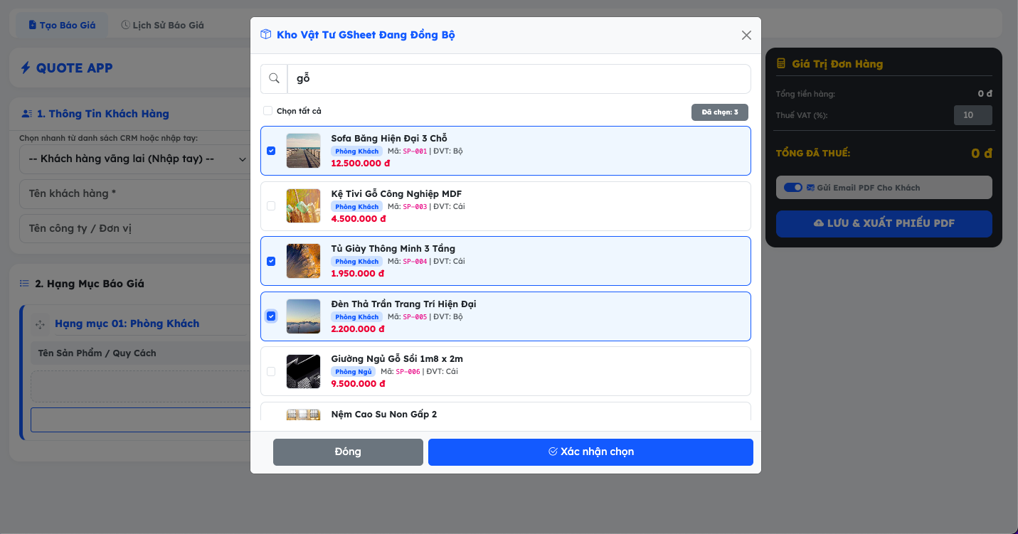 Hệ thống tạo Báo giá Web App Kéo Thả Từ Google Sheets | Xuất PDF & Gửi Email Tự Động Hệ thống tạo Báo giá Web App Kéo Thả Từ Google Sheets | Xuất PDF & Gửi Email Tự Động