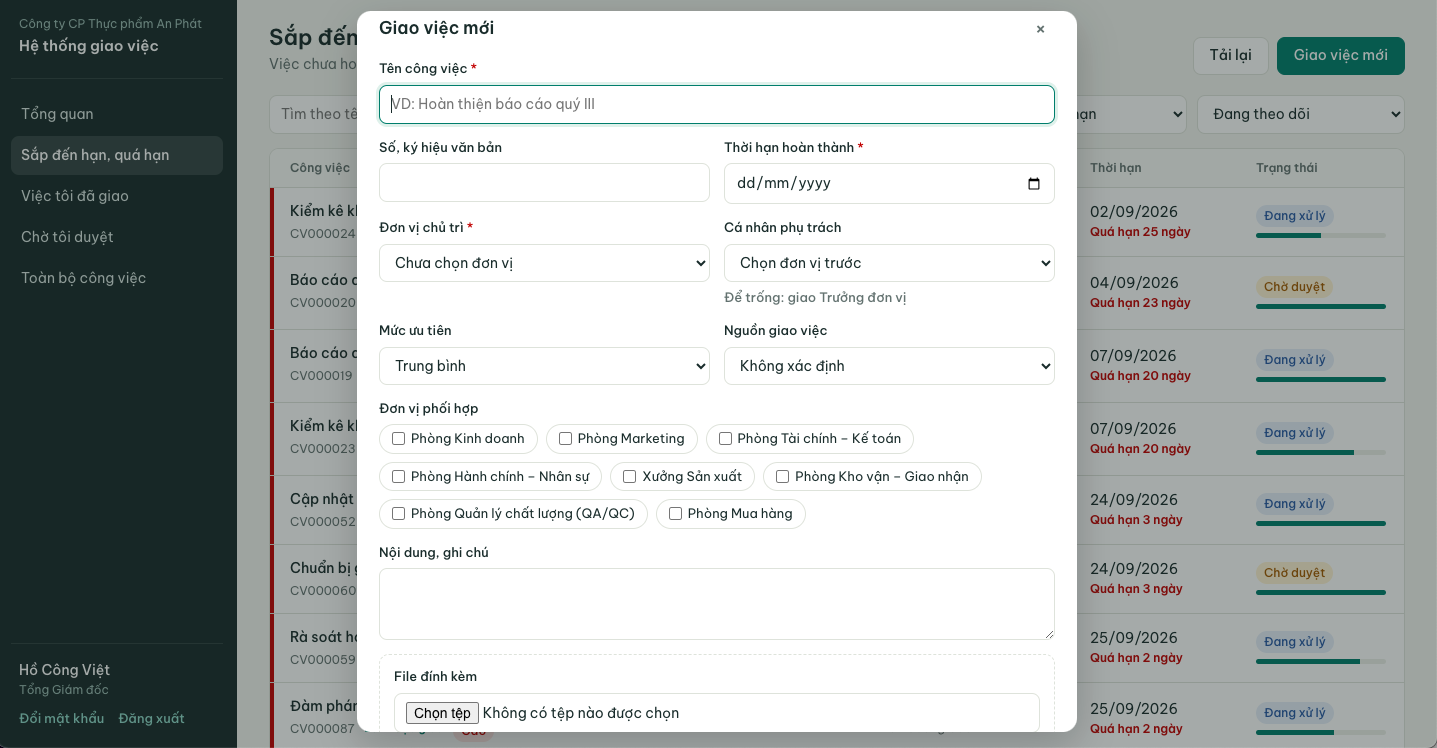 Hệ Thống Quản Lý Công Việc 3 Cấp Bằng Google Sheets & Apps Script (Web App): Giao Việc, Phân Công, Cảnh Báo Quá Hạn Hệ Thống Quản Lý Công Việc 3 Cấp Bằng Google Sheets & Apps Script (Web App): Giao Việc, Phân Công, Cảnh Báo Quá Hạn