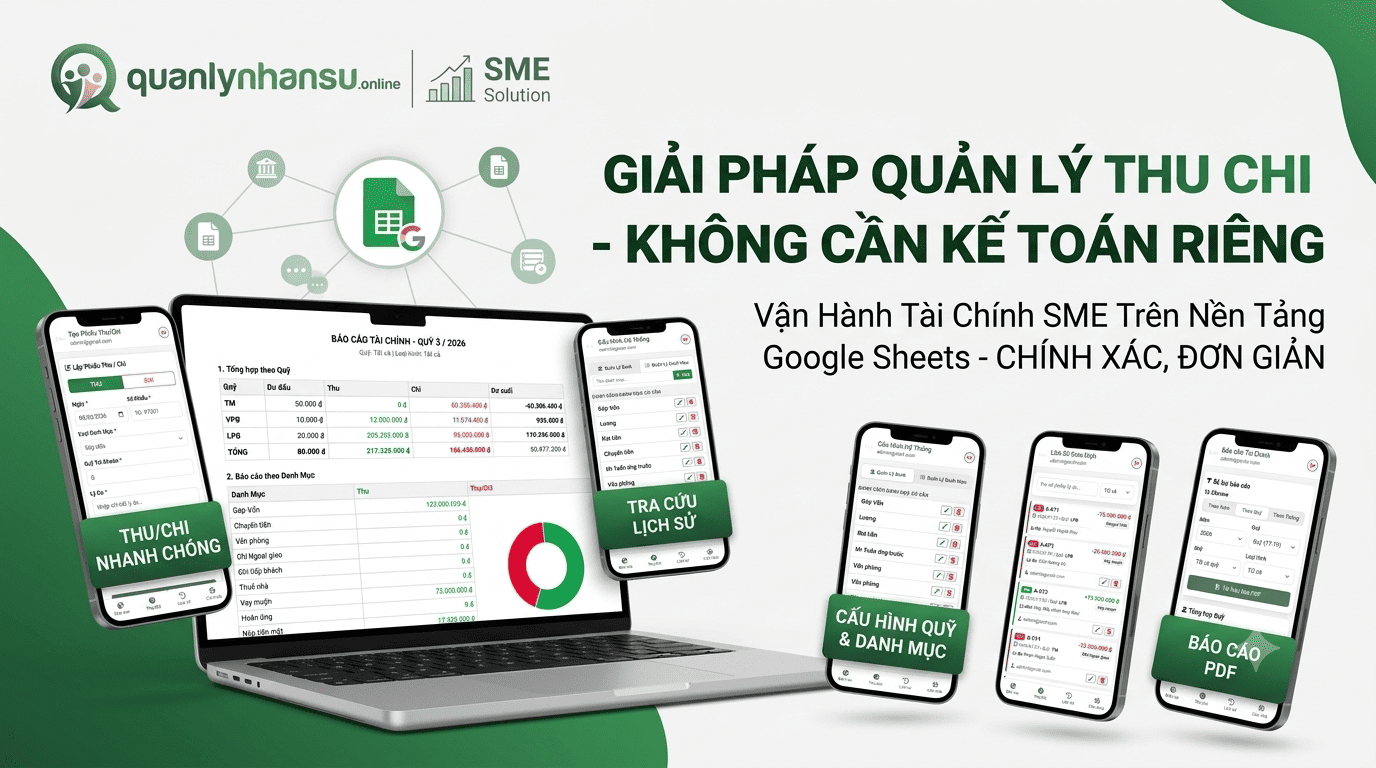 Quản Lý Thu Chi Không Cần Kế Toán Riêng: Giải Pháp Vận Hành Tài Chính Cho SME Trên Nền Google Sheets Quản Lý Thu Chi Không Cần Kế Toán Riêng: Giải Pháp Vận Hành Tài Chính Cho SME Trên Nền Google Sheets